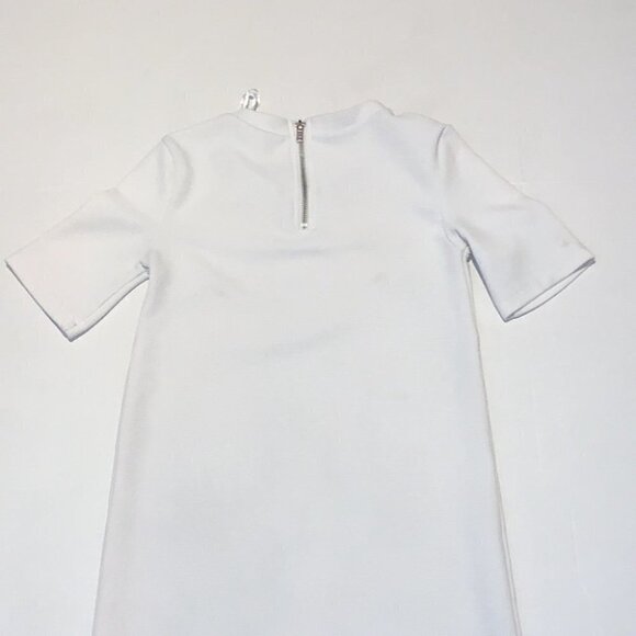 𝅺h&m Divided White Fitted Flare printed jersey style Mini slip on Dress Size 6 - Picture 5 of 10